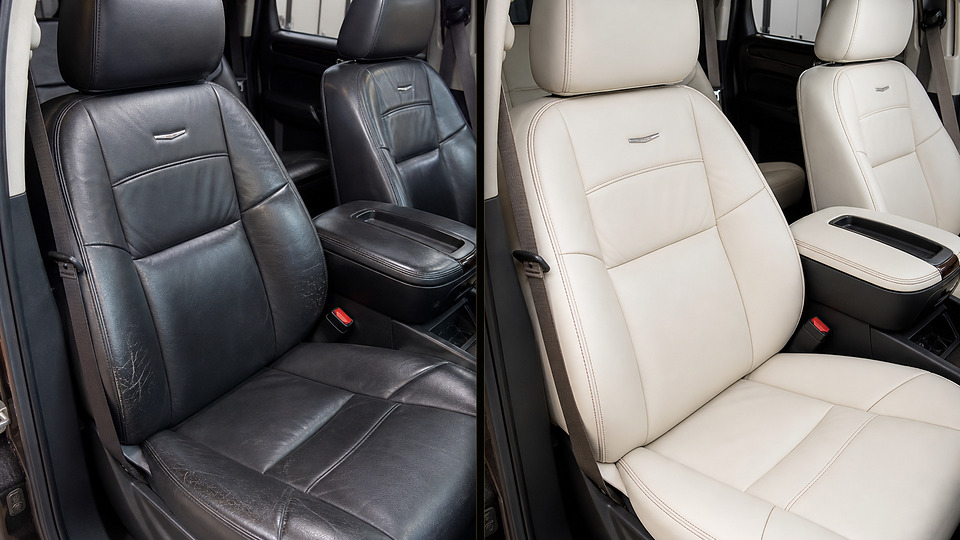 Cadillac Escalade — перетяжка сидений кремовой кожей
