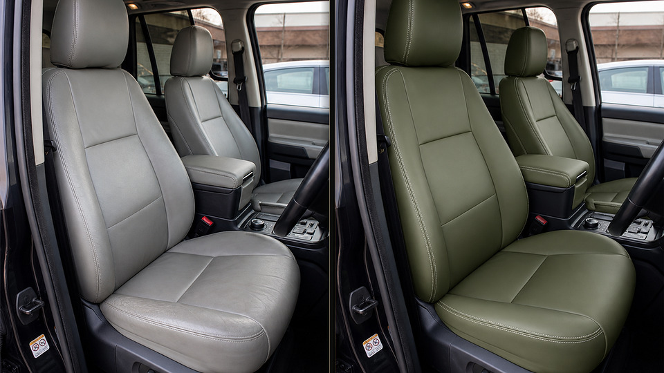Land Rover Discovery — перетяжка сидений оливковой кожей