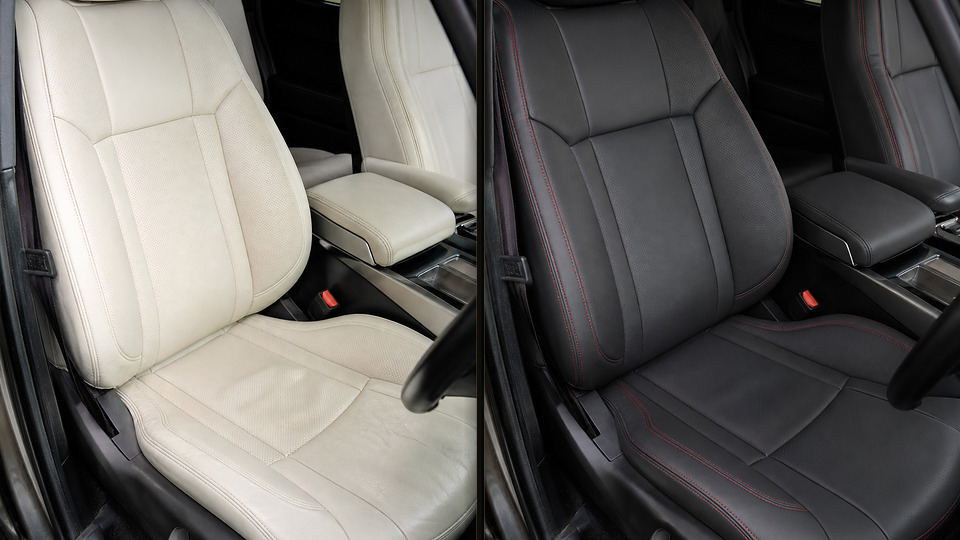 Range Rover Sport — перетяжка сидений чёрной кожей