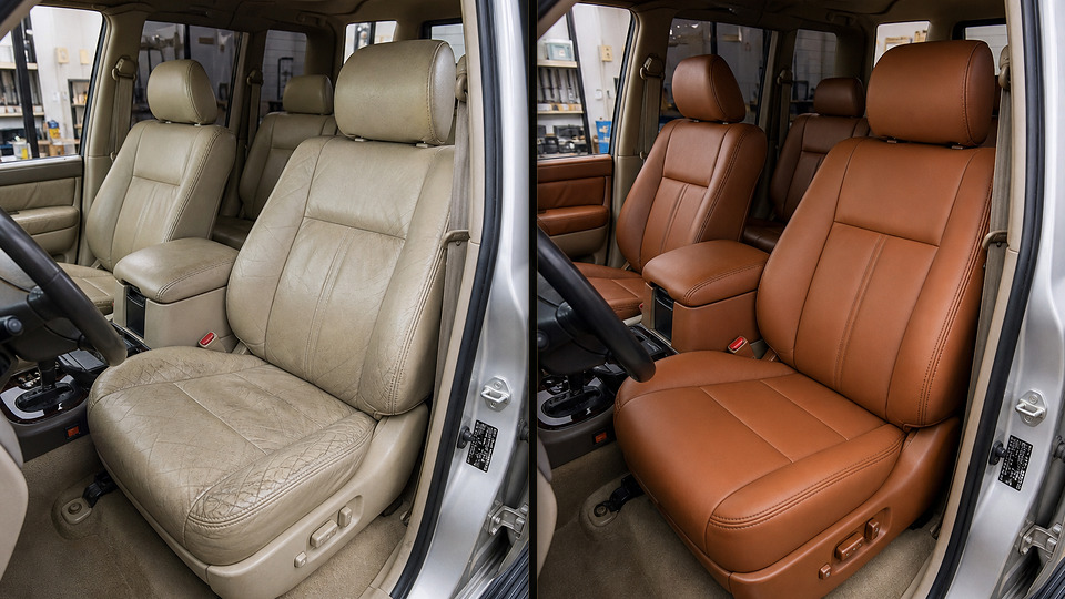 Toyota Land Cruiser — перетяжка сидений коньячной кожей
