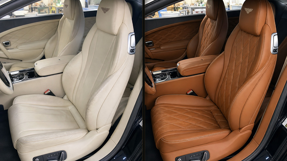 Bentley Continental GT — перетяжка сидений saddle tan